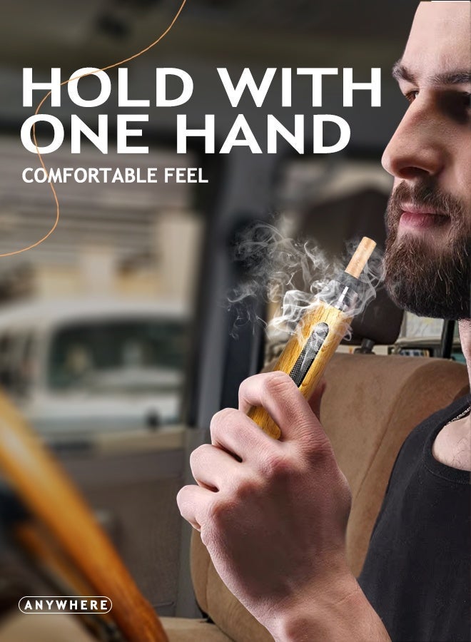 RESONIX Portable Car Ashtray with Walnut Lid - Mini Fireproof Aluminum Pocket Ashtray with Storage Bag and Cleaning Brush, Travel Ash Holder for Car, Outdoor and Indoor Smoking (Silver) - Image 4